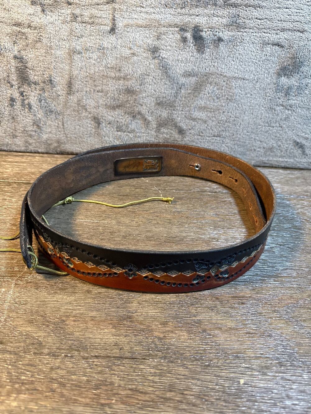 Vintage 90s Errol Specter Handmade Leather Western Americana Guitar Strap